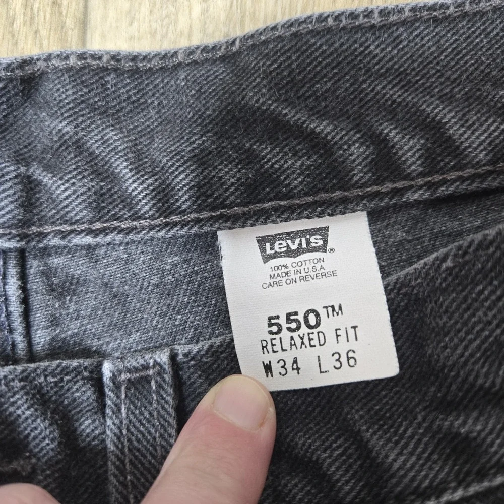 Vtg Levis 550‎ Jeans Black Relaxed Fit Tapered Leg Y2K 2002 Mens 33/34x34